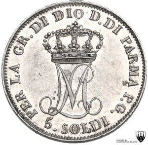 reverse: Parma.  Maria Luigia d Austria (1815-1847). Da 5 soldi 1815