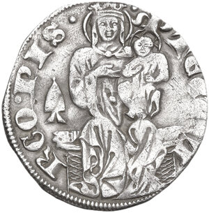 reverse: Pisa.  Repubblica a nome di Federico II (1313-1406). Grosso da 2 soldi