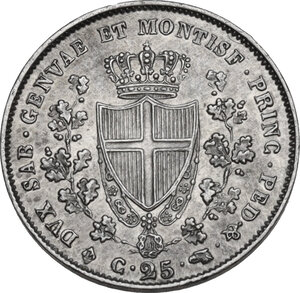 reverse: Carlo Felice (1821-1831). 25 centesimi 1829 Torino