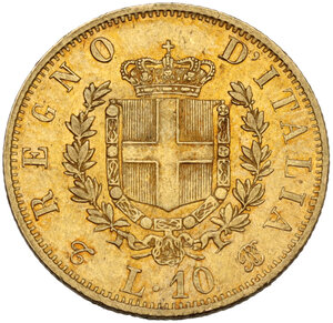 reverse: Vittorio Emanuele II  (1861-1878). 10 lire 1863 Torino
