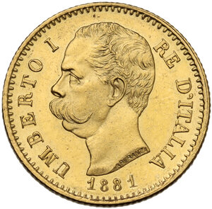 obverse: Umberto I (1878-1900).. 20 lire 1881