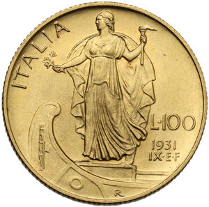 reverse: Vittorio Emanuele III (1900-1943). 100 lire 1931 A. IX