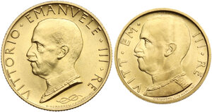 obverse: Vittorio Emanuele III (1900-1943). Coppiola 100 lire e 50 lire 1931 A. IX