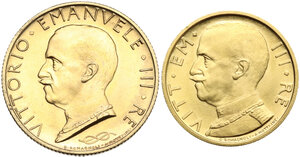 obverse: Vittorio Emanuele III (1900-1943). Coppiola 100 lire e 50 lire 1931 A. X