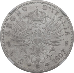 reverse: Vittorio Emanuele III (1900-1943). 2 lire 1907