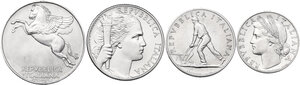 obverse: Serie completa dei 4 valori 1947: 10 lire, 5 lire, 2 lire, lira