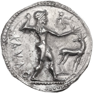 obverse: Bruttium, Kaulonia. AR Nomos, c. 500-480 BC