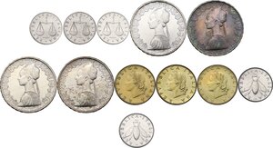 obverse: Insieme delle serie dal 1957 al 1959 escluse le 50 e le 100 lire e le 2 lire 1958