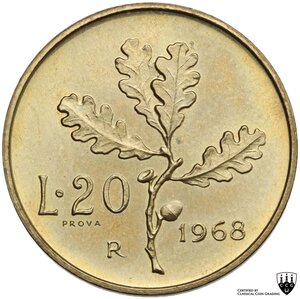 reverse: 20 lire 1968 Prova