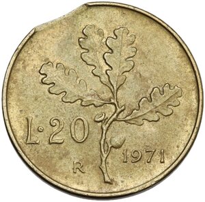 reverse: 20 lire 1971 tondello tranciato