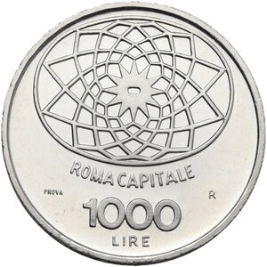 reverse: 1000 lire 1974 centenario Roma Capitale Prova