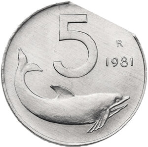 reverse: 5 lire 1981 tondello tranciato