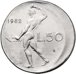 reverse: 50 lire 1982 conio fuori centro