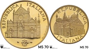 obverse: 100000 e 50000 lire 1995 VII centenario della Basilica di Santa Croce in Firenze e VIII centenario della nascita di Sant Antonio da Padova