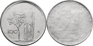 reverse: Lotto di due (2) monete da 100 lire con conio evanescente