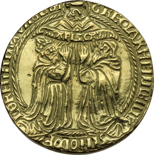 reverse: Eugenio IV (1431-1438), Gabriele Condulmer. Riproduzione della medaglia del 1439 coniata in occasione della riconciliazione della Chiesa Greca ed Armena con quella di Roma durante il Concilio di Firenze