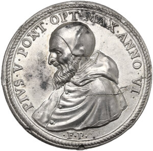 obverse: Pio V (1566-1572), Antonio Michele Ghislieri.. Medaglia A. VI, dedicazione della vittoria di Lepanto