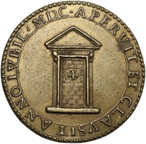 obverse: Clemente VIII (1592-1605), Ippolito Aldobrandini . Medaglia straordinaria per l Anno Santo 1600