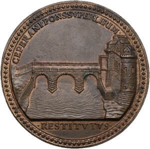 reverse: Paolo V (1605-1621) Camillo Borghese. Medaglia straordinaria A. XVI per la ricostruzione del ponte di Ceprano sul fiume Liri