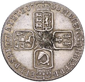 reverse: GRAN BRETAGNA GIORGIO II SHILLING 1758 AG.2,98 GR. BB/BB+