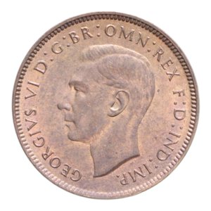 obverse: GRAN BRETAGNA GIORGIO VI FARTHING 1944 CU.2,78 GR. FDC ROSSO