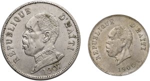 obverse: HAITI REPUBBLICA 50 CENT. 1907 + 10 CENT. 1906 NI. LOTTO 2 MONETE VARIE CONSERVAZIONI