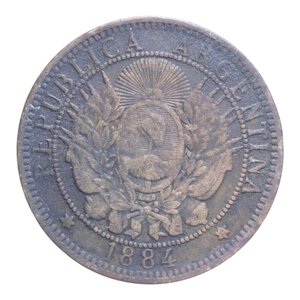 obverse: ARGENTINA 2 CENTAVOS 1884 CU. 9,96 GR. qBB