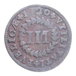 reverse: PORTOGALLO JOAO V 3 REIS 1720 CU. 3,26 GR. BB