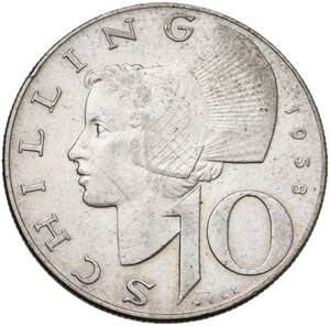 reverse: AUSTRIA 10 SCHILLING 1958 AG. 7,43 GR. qSPL