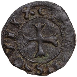 obverse: ANCONA ANONIME (XV SEC.) QUATTRINO CON CAVALIERE A DESTRA CU. 0,57 GR. BB