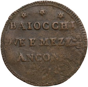 reverse: ANCONA PIO VI (1775-1799) 2 BAIOCCHI E MEZZO 1796 SAMPIETRINO CU. 17,99 GR. BB