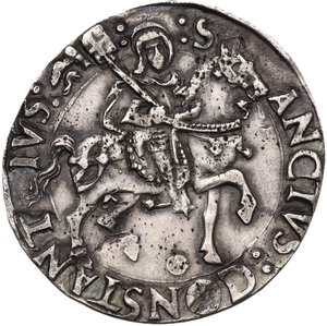 reverse: CARMAGNOLA MICHELE ANTONIO DI SALUZZO (1504-1528) CORNUTO R AG. 5,11 GR. MIR. 146 BB+