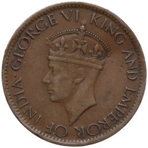 obverse: CEYLON GIORGIO VI 1 CENT. 1942 CU. 2,34 GR. BB (TONDELLO DEFORMATO)