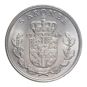 reverse: DANIMARCA 5 KRONER 1966 NI. 14,95 GR. FDC