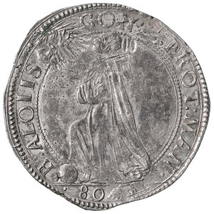reverse: Mantova. Carlo I Gonzaga-Nevers (1627-1637). Mezzo ducatone da 80 soldi AG gr. 15,36. Bignotti 9. MIR 647. Raro. q.SPL 