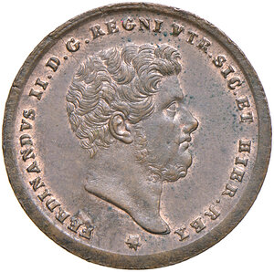 obverse: Napoli. Ferdinando II di Borbone (1830-1859). Da 2 tornesi 1853 CU. Pagani 407a. P.R. 255. MIR 528/9. Magliocca 741. Iridescenze rosse, q.FDC 
