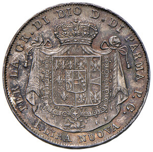 reverse: Parma. Maria Luigia d’Austria (1815-1847). Lira 1815 (Milano) AG. Pagani 9. Bella patina di medagliere, SPL 