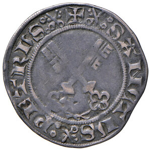 reverse: Avignone. Clemente VII (1378-1394). Grosso AG gr. 2,65. Muntoni 6. Berman 232. MIR 241/3.  Molto raro. Patina di medagliere, BB 