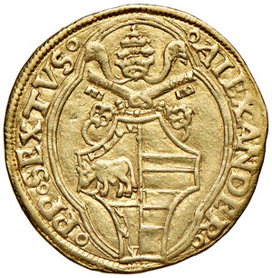 obverse: Roma. Alessandro VI (1492-1503). Fiorino di camera AV gr. 3,37. Muntoni 11. Berman 530. MIR 520. Raro. q.SPL