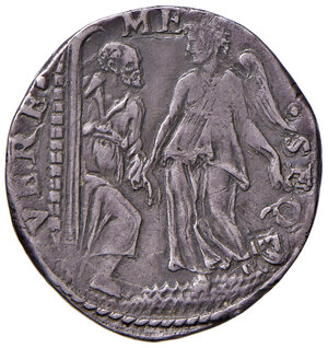 reverse: Roma. Gregorio XIII (1572-1585). Testone AG gr. 9,40. Muntoni 60. Berman 1163. MIR 1134/4. Molto raro. Patina di medagliere, buon BB 