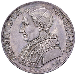 obverse: Roma. Gregorio XVI (1831-1846). Scudo 1831 anno I AG. Pagani 198. MIR 3093/1. Fondi lucenti, FDC 