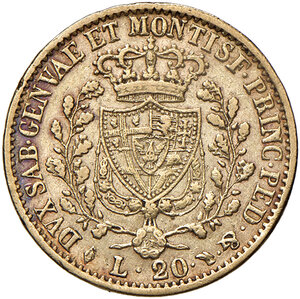 reverse: Savoia. Carlo Felice (1821-1831). Da 20 lire 1828 (Torino) AV. Pagani 56. MIR 1034l. BB 
