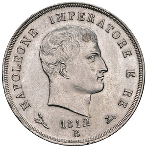 obverse: Bologna. Napoleone I re d’Italia (1805-1814). Da 5 lire 1812 AG. Pagani 51a. Chimienti 1203. MIR 62/7. Rara. SPL 