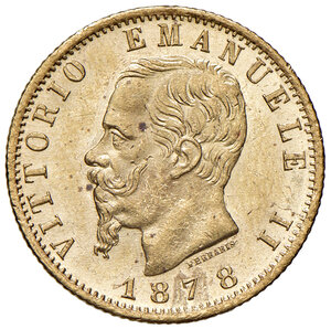 obverse: Savoia. Vittorio Emanuele II re d’Italia (1861-1878). Da 20 lire 1878 (Roma) AV. Pagani 475. MIR 1078v. q.FDC 