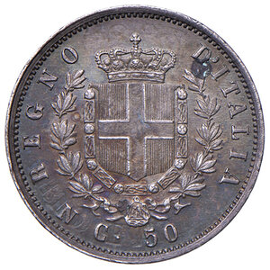 reverse: Savoia. Vittorio Emanuele II re d’Italia (1861-1878). Da 50 centesimi 1862 (Napoli) AG. Pagani 523. MIR 1087c. Rara. Migliore di SPL 