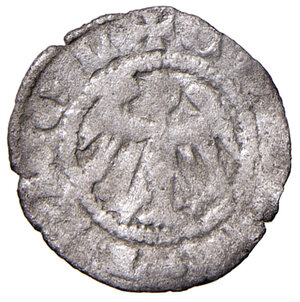 reverse: Merano. Enrico conte e re di Boemia (1295-1335).Quattrino (Contrassegno: rosetta a cinque petali) MI gr. 0,52. CNTM M313a. Raro. q.BB 