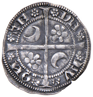 reverse: Gorizia. Enrico III conte (1342-1363). Denaro AG gr. 0,74. Rizzolli L69. MIR 121. Ex asta Gorny & Mosch 205/2012, 4171. Molto raro. q.SPL 