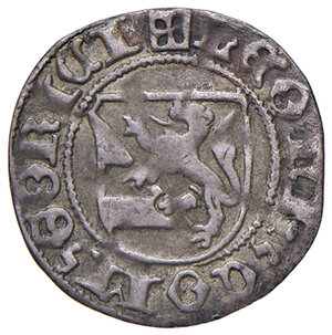 obverse: Gorizia. Leonardo conte (1462-1500). Grosso tirolino AG gr. 0,86. Rizzolli L142. MIR 130 var.  Di buona qualità per il tipo di moneta, q.SPL 