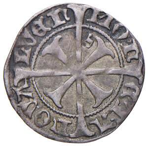 reverse: Gorizia. Leonardo conte (1462-1500). Grosso tirolino AG gr. 0,86. Rizzolli L142. MIR 130 var.  Di buona qualità per il tipo di moneta, q.SPL 