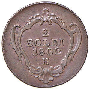 reverse: Gorizia. Francesco II d’Asburgo-Lorena imperatore del S.R.I. e conte di Gorizia (1792-1804). Da 2 soldi 1802 (sigla H) CU gr. 5,38. CNI 27. MIR 157c. q.SPL 